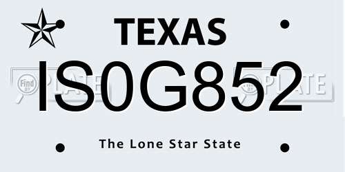 IS0G852 Texas License Plate