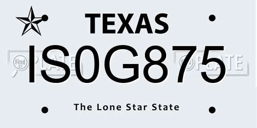 IS0G875 Texas License Plate