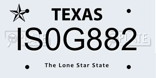 IS0G882 Texas License Plate