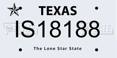 IS18188 Texas License Plate