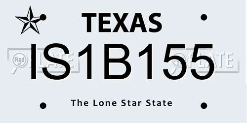 IS1B155 Texas License Plate