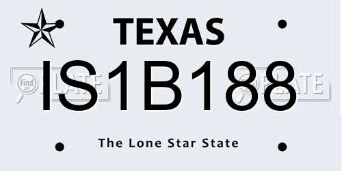 IS1B188 Texas License Plate