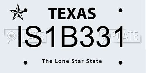 IS1B331 Texas License Plate
