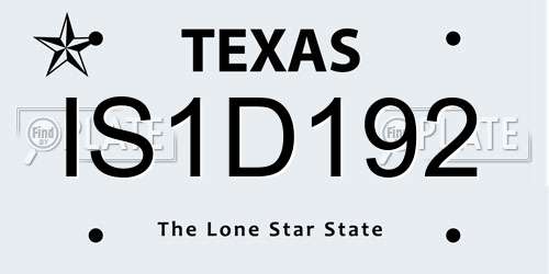 IS1D192 Texas License Plate