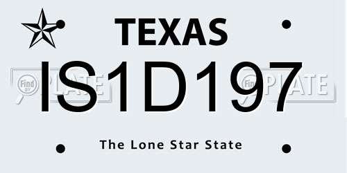 IS1D197 Texas License Plate