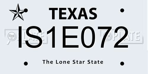 IS1E072 Texas License Plate