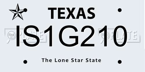 IS1G210 Texas License Plate