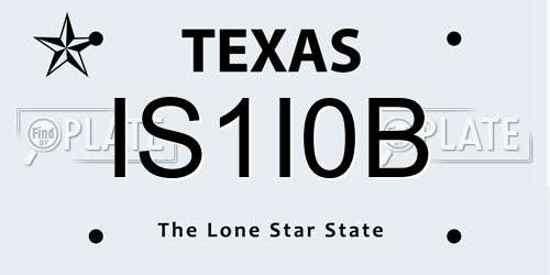 IS1I0B Texas License Plate