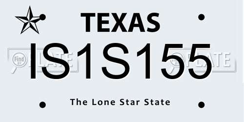 IS1S155 Texas License Plate