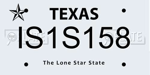 IS1S158 Texas License Plate