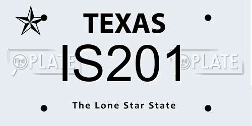 IS201 Texas License Plate