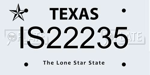 IS22235 Texas License Plate
