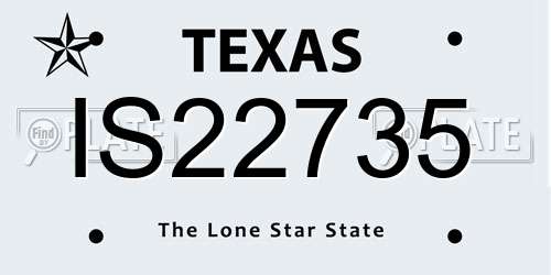 IS22735 Texas License Plate