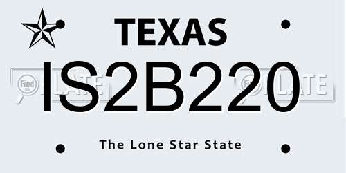 IS2B220 Texas License Plate