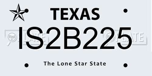 IS2B225 Texas License Plate