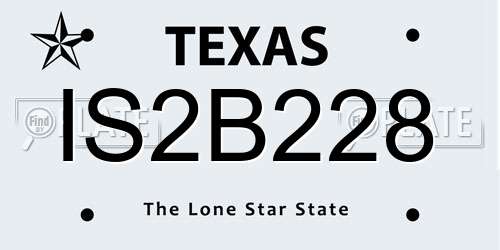 IS2B228 Texas License Plate