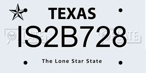 IS2B728 Texas License Plate