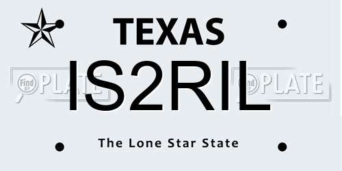IS2RIL Texas License Plate