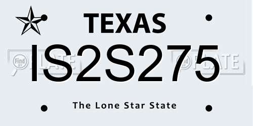 IS2S275 Texas License Plate