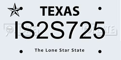 IS2S725 Texas License Plate