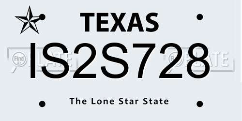 IS2S728 Texas License Plate
