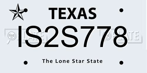IS2S778 Texas License Plate