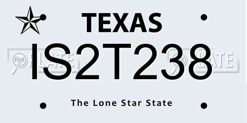 IS2T238 Texas License Plate
