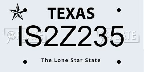 IS2Z235 Texas License Plate