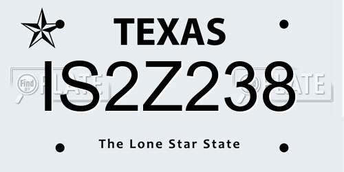IS2Z238 Texas License Plate