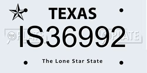 IS36992 Texas License Plate