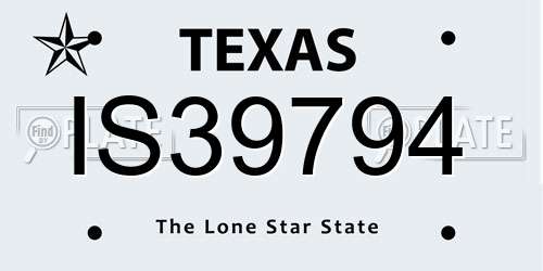 IS39794 Texas License Plate