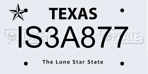 IS3A877 Texas License Plate