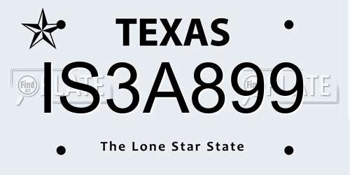 IS3A899 Texas License Plate