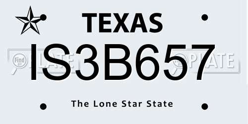 IS3B657 Texas License Plate