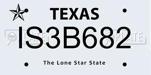 IS3B682 Texas License Plate