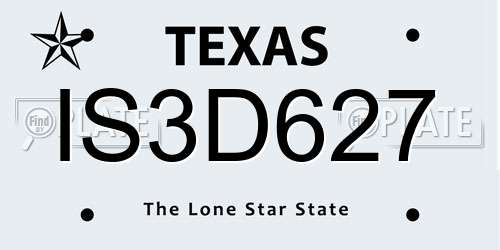 IS3D627 Texas License Plate