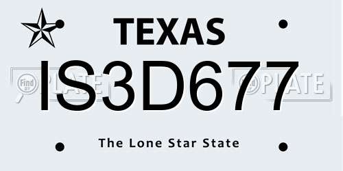 IS3D677 Texas License Plate