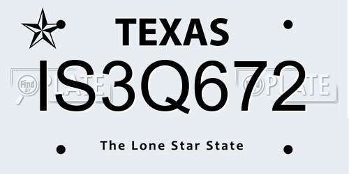 IS3Q672 Texas License Plate
