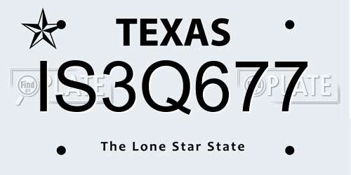 IS3Q677 Texas License Plate
