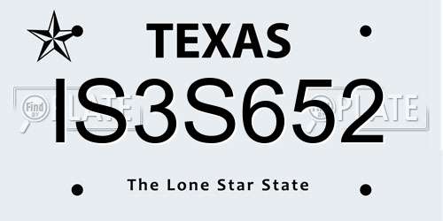 IS3S652 Texas License Plate