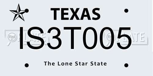 IS3T005 Texas License Plate