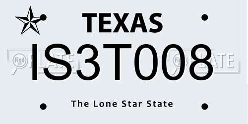 IS3T008 Texas License Plate