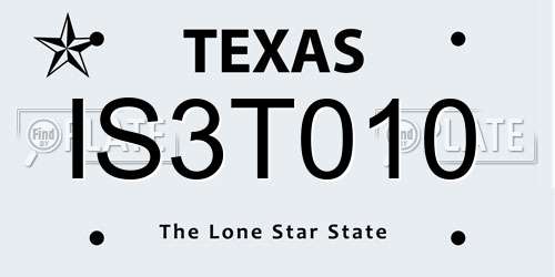 IS3T010 Texas License Plate