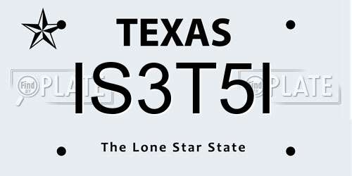 IS3T5I Texas License Plate