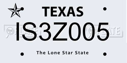 IS3Z005 Texas License Plate