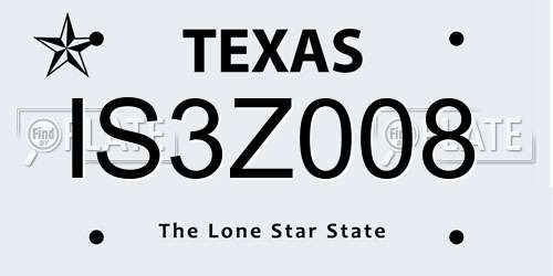 IS3Z008 Texas License Plate