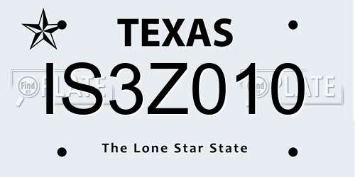 IS3Z010 Texas License Plate