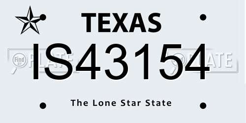 IS43154 Texas License Plate