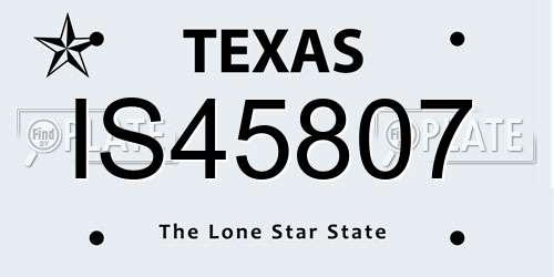 IS45807 Texas License Plate