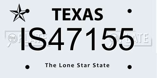 IS47155 Texas License Plate